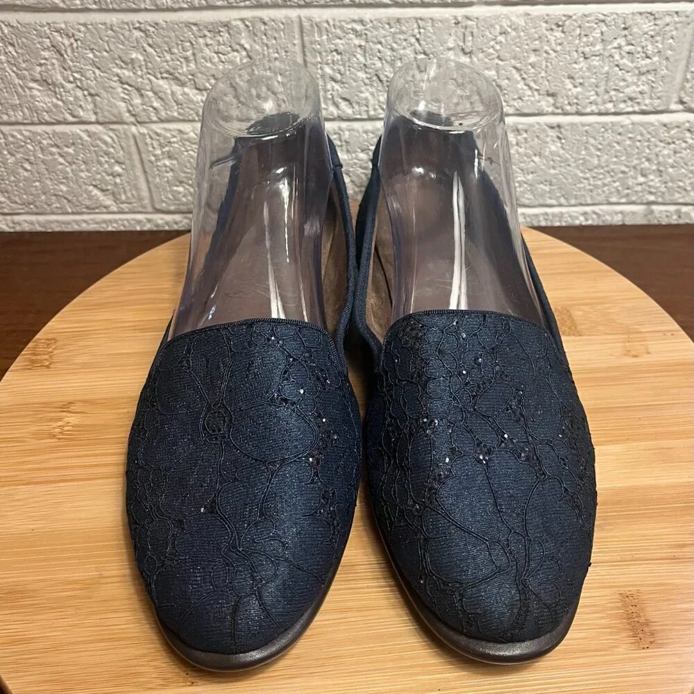 AEROSOLES Sparkle Midnight Blue Slip-on Shoes Women's Sz 9 EUC - Picture 1 of 9